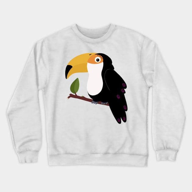 Fun tucan bird with large yellow beak sitting in a tree Crewneck Sweatshirt by marina63